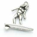 Metaal, bedel, surfer, zilver, 22 mm (3 st.)
