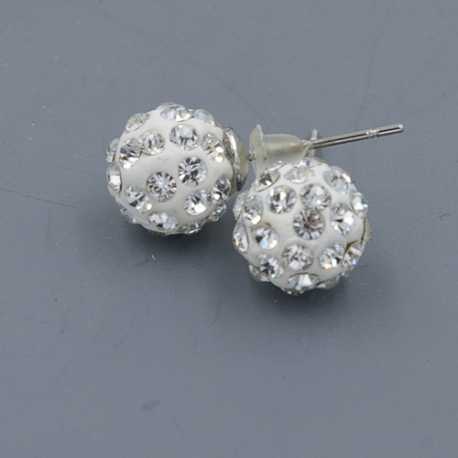 Oorstekers rond witte strass 10mm (1 paar)