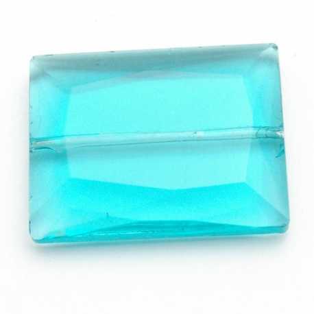 Glaskraal, rechthoek met facetten, blauw, 36 x 28 mm (1 st.)