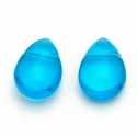 Glas, kraal, druppel (plat), turquoise, 10 mm (10 st.)