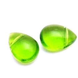 Glaskraal, druppel (plat), groen, 10 mm (10 st.)