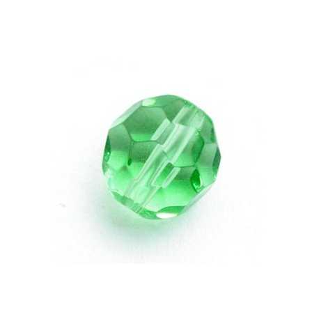 Glaskraal, rond met facetten, groen, 10 mm (10 st.)