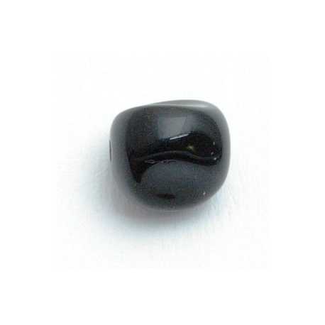 Glaskraal, rond met platte vlakken, zwart, 10 mm (10 st.)