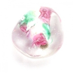 Glaskraal, wit met roosje, 10 mm (10 st.)