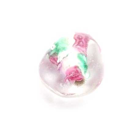 Glaskraal, wit met roosje, 10 mm (10 st.)