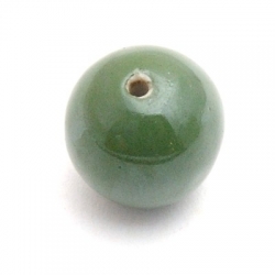 Keramiek kraal, rond, metallic d.groen, 18 mm (3 st.)