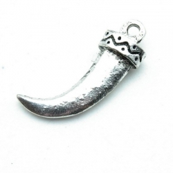 Metalen hanger, haaientand, zilver, 36 mm (3 st.)