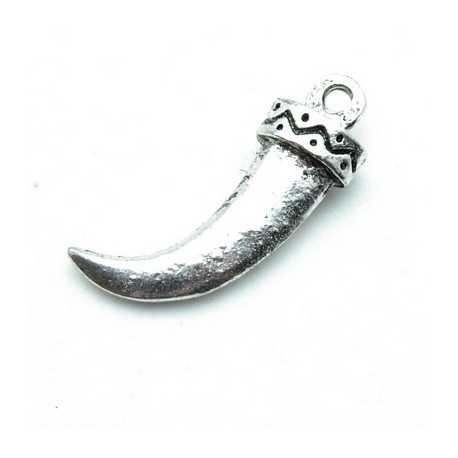 Metalen hanger, haaientand, zilver, 36 mm (3 st.)