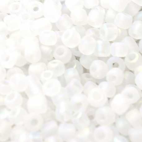 Rocailles wit AB mat ca. 3mm (50 gr.)