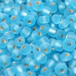Rocailles lichtblauw zilverfolie mat ca. 3mm (50 gr.)