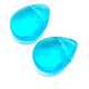 Glaskraal, druppel (plat), turquoise, 10 mm (10 st.)