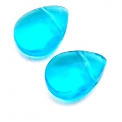 Glaskraal, druppel (plat), turquoise, 10 mm (10 st.)