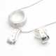 ketting, hanger, ring (16) en oorbellen, zilver met Swarovski (1 set)
