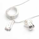 ketting, hanger, ring (16) en oorbellen, zilver met Swarovski (1 set)