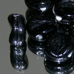 Glaskraal, rond (plat met deukje), zwart, 13x6 mm (15 st.)