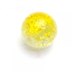 Crackle kraal, rond, duo-tone, geel, 14 mm (10 st.)