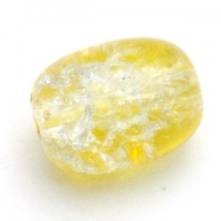 Glas crackle kraal ovaal duo-tone geel 16 x 12 mm (10 st.)