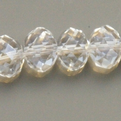Glaskraal, donut met facetten, transparant, 6 mm (10 st.)