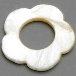 Schelp kraal, bloem, open, wit, 26 mm (5 st.)