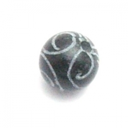 Halfedelsteen kraal, Jade, rond, gecarved, zwart, 12 mm (5 st.)