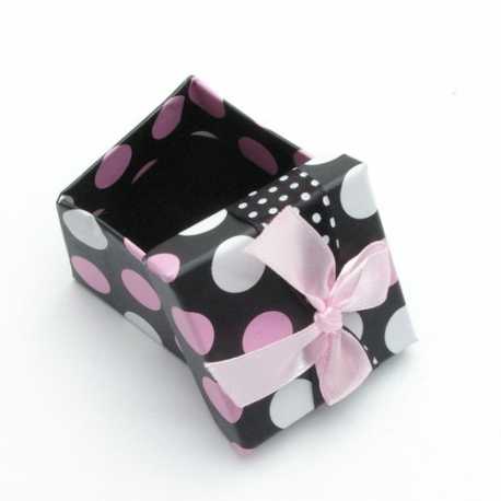 Geschenkdoos vierkant klein roze/witte stip (1 st.)