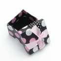 Geschenkdoos vierkant klein roze/witte stip (1 st.)