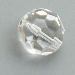 Glaskraal, rond met facetten, transparant, 10 mm (10 st.)