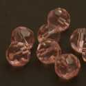Glaskraal, rond met facetten, roze, 14 mm (5 st.)