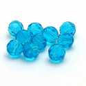 Glaskraal, rond met facetten, blauw, 10 mm (10 st.)