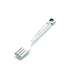 Metaal bedel, vork, zilver, 26 mm (5 st.)