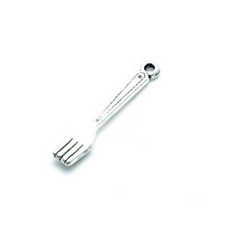 Metaal bedel, vork, zilver, 26 mm (5 st.)