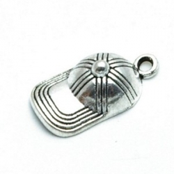 Metaal bedel, petje, zilver, 18 mm (4 st.)