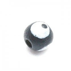 Houten kraal, rond, zwart, stip, 8 mm (10 st.)