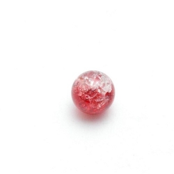 Crackle kraal, rond, rood, 8 mm (streng)