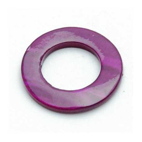 Schelp kraal, rond, open, paars, 26 mm (5 st.)