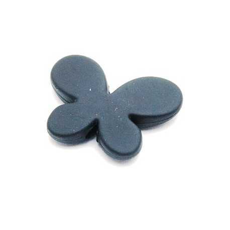 Rubber kraal, vlinder, zwart, 30 mm (5 st.)