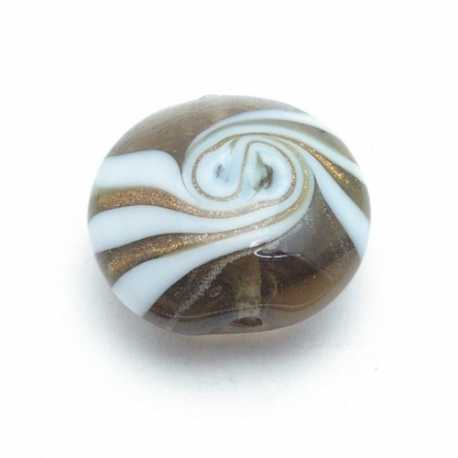 Glaskraal, rond, bruin, 14 mm (3 st.)