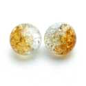 Glas crackle kraal duo-tone rond bruin 12 mm (15 st.)