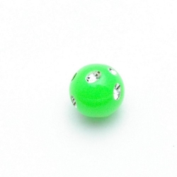 Kunststof kraal rond groen glittersteen 12 mm (20 st.)