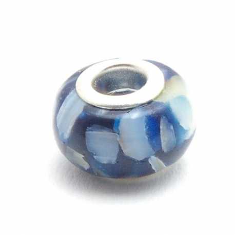 Geperste schelpkraal met groot rijggat, donkerblauw, ca. 9 x 14 mm (1 st.)