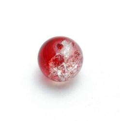 Crackle kraal, rond, rood, 12 mm (streng)
