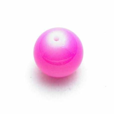 Glaskraal, rond, roze, 14 mm (10 st.)