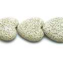 Lava kraal, hart, beige, 26 x 22 mm (3 st.)