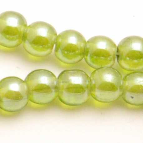 Glaskraal, rond, groen luster, 6 mm (20 st.)