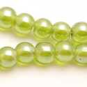 Glaskraal, rond, groen luster, 6 mm (20 st.)