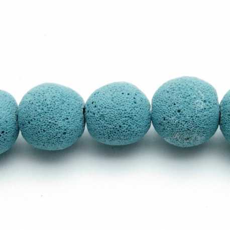 Lava kraal, rond, blauw, 20 mm (5 st.)