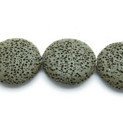 Lava kraal, rond, plat, legergroen, 28 mm (3 st.)