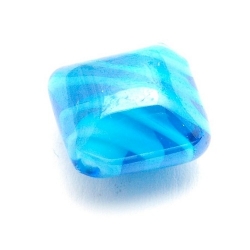 Luster kraal, vierkant (plat), blauw, 16 mm (5 st.)