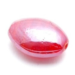 Luster kraal, ovaal (plat), rood, 12 mm (5 st.)
