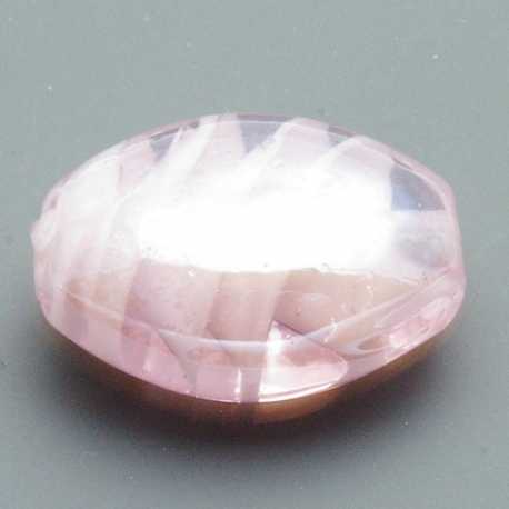 Luster kraal, ovaal (plat), roze, 12 mm (5 st.)
